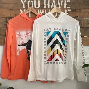 Pair of Old Navy Surfer Skate California Long Sleeve Hooded Tees